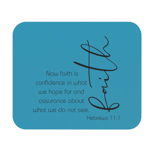 Turquoise Hebrews 11:1 Faith Scripture Mouse Pad | Christian Desk Mat