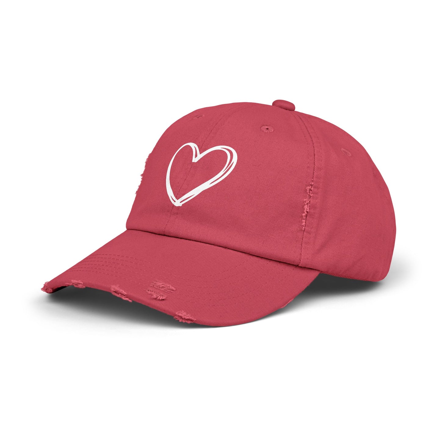 Distressed Heart Cap — Vintage Baseball Hat with Sketched Heart