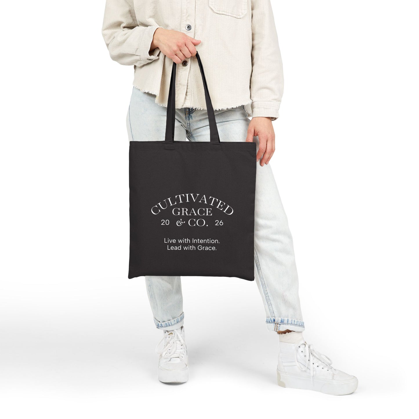 Tote Bag — 'Just Pray' Pink Heart Canvas Tote (Faith-Inspired Everyday Shopper)