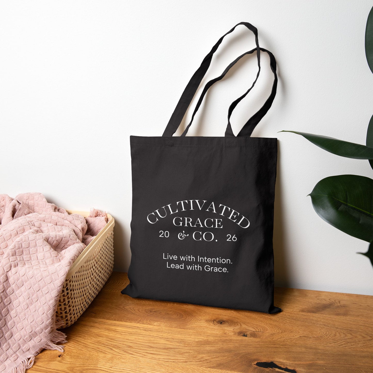 Tote Bag — 'Just Pray' Pink Heart Canvas Tote (Faith-Inspired Everyday Shopper)
