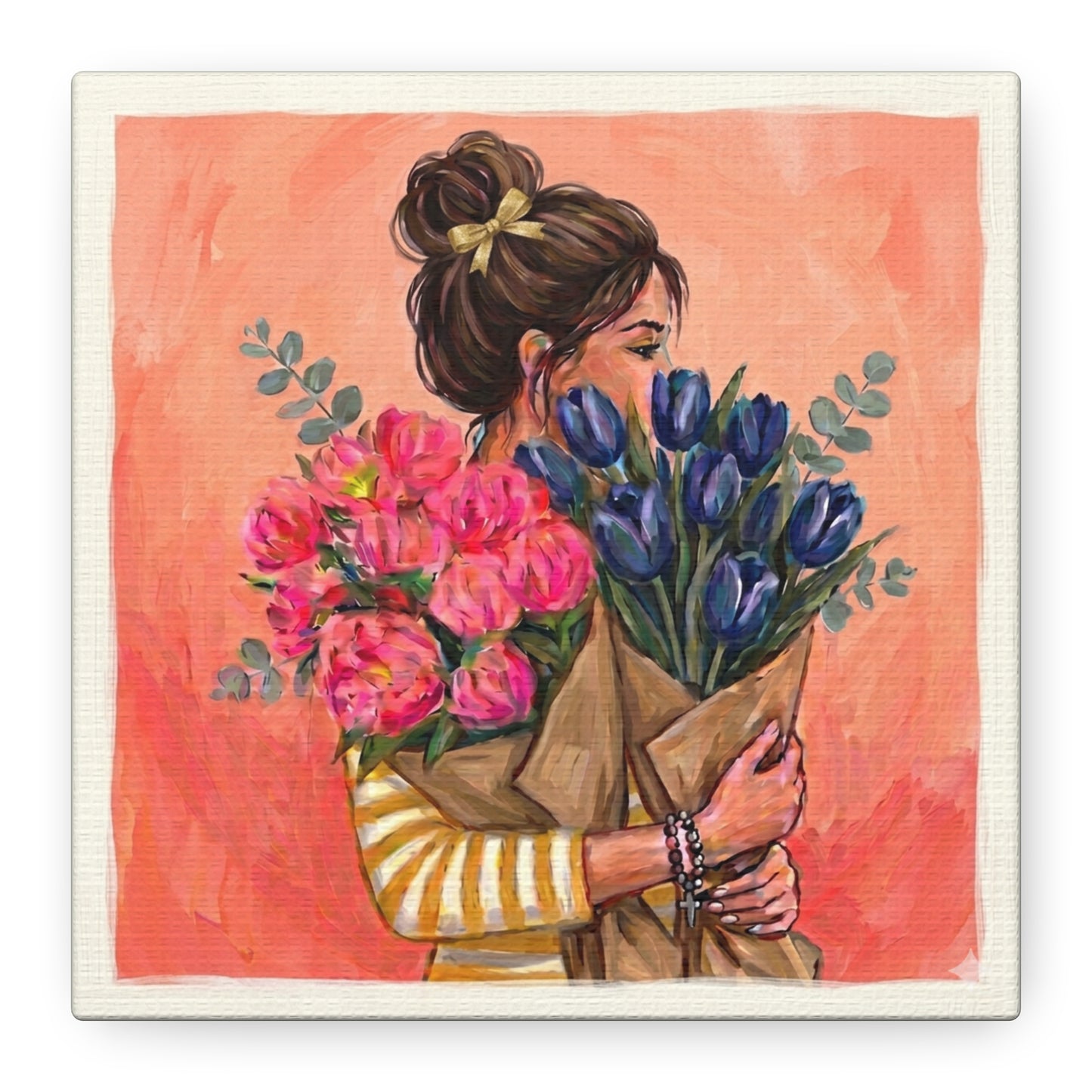 Floral Bouquet Canvas Wall Art | Feminine Farmhouse Print | Gallery Wrap