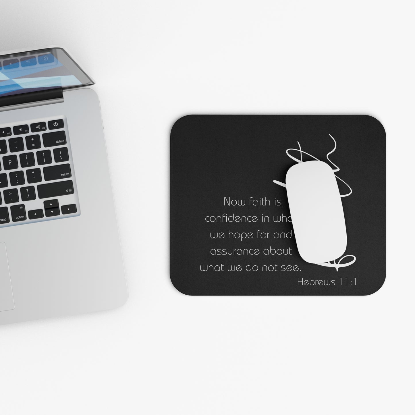 Black Hebrews 11:1 Faith Scripture Mouse Pad | Christian Desk Mat