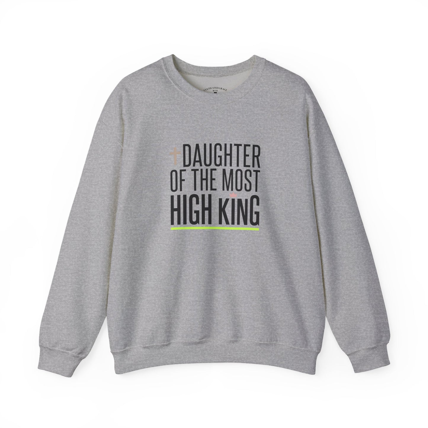 Daughter of the Most High King Crewneck Sweatshirt | Faith-Forward Minimalist Christian Apparel