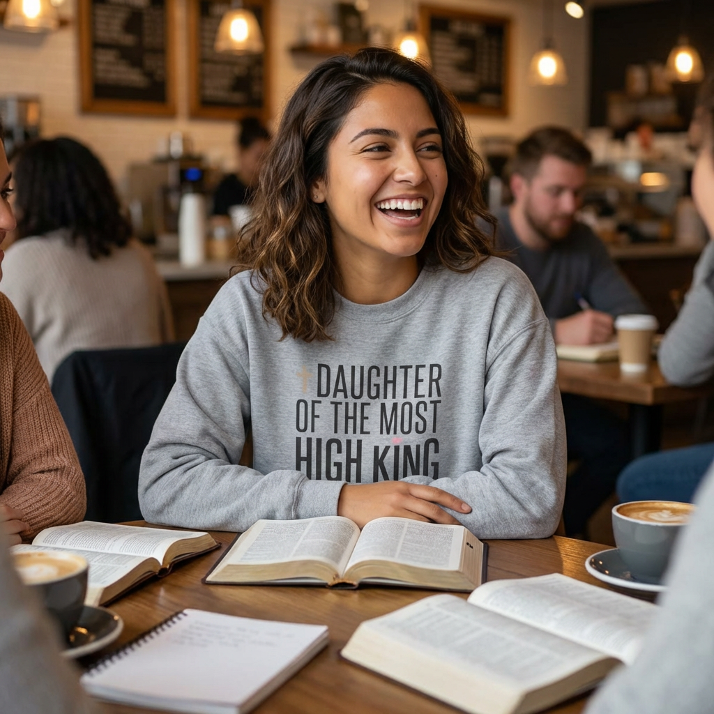 Daughter of the Most High King Crewneck Sweatshirt | Faith-Forward Minimalist Christian Apparel