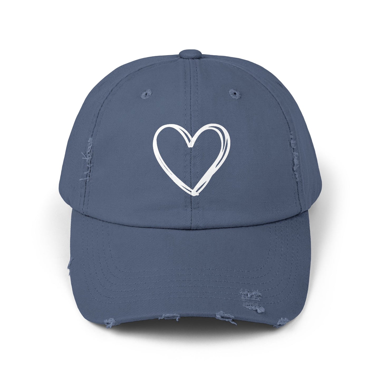 Distressed Heart Cap — Vintage Baseball Hat with Sketched Heart