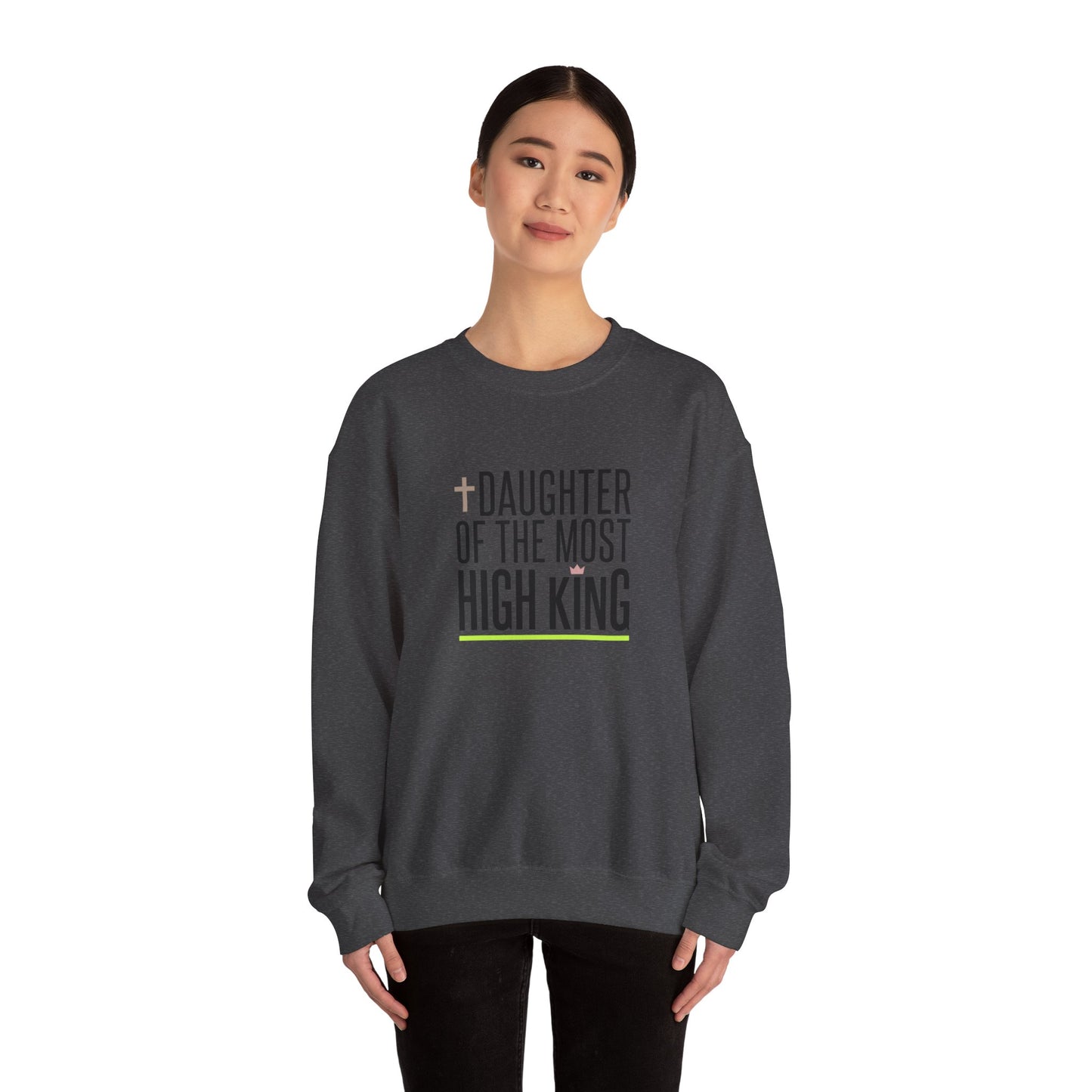 Daughter of the Most High King Crewneck Sweatshirt | Faith-Forward Minimalist Christian Apparel