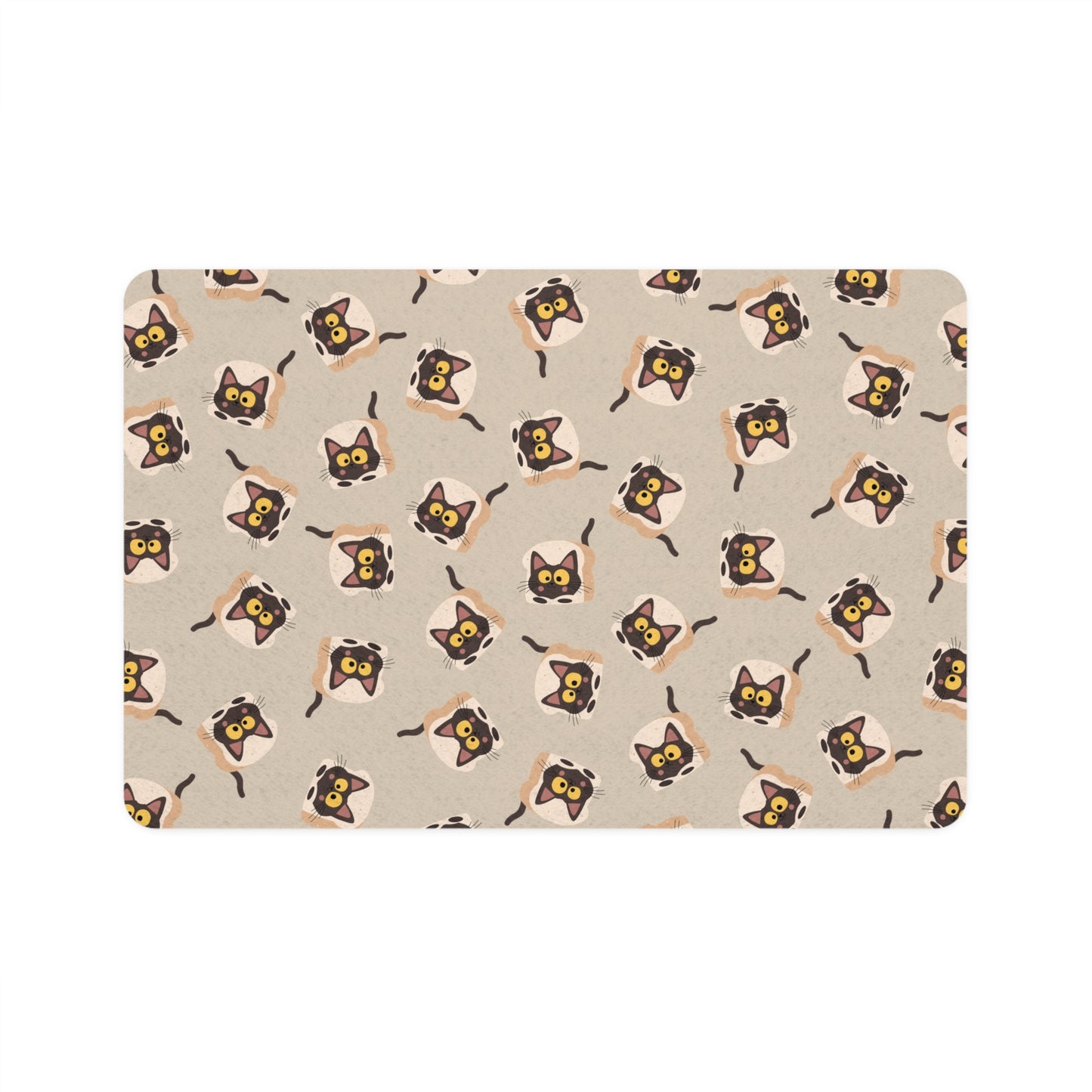 Cat Face Pattern Pet Food Mat | Non-Slip Feeding Placemat 12×18