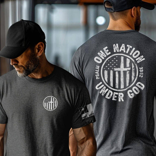 One Nation Under God Cross Graphic Tee — Psalm 33:12