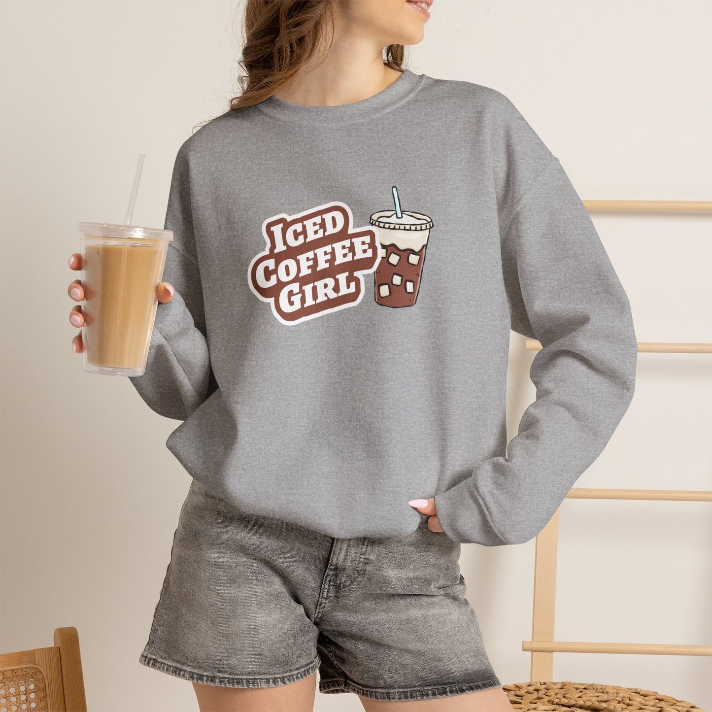 Iced Coffee Girl Crewneck Sweatshirt