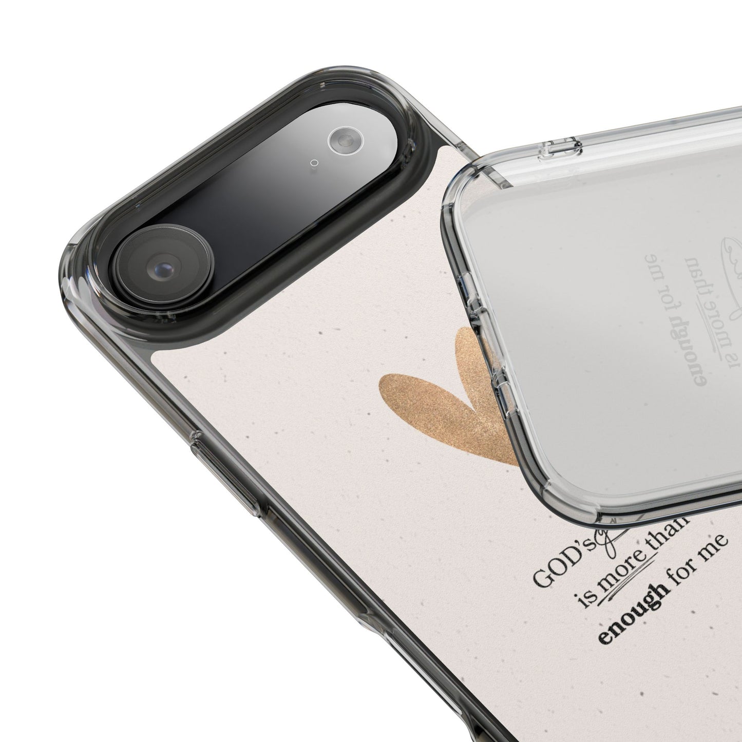 Gold Heart with Scripture phone case | Clear Impact-Resistant Case