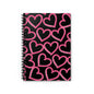 Black & Pink Tossed Hearts Spiral Notebook | Ruled Journal