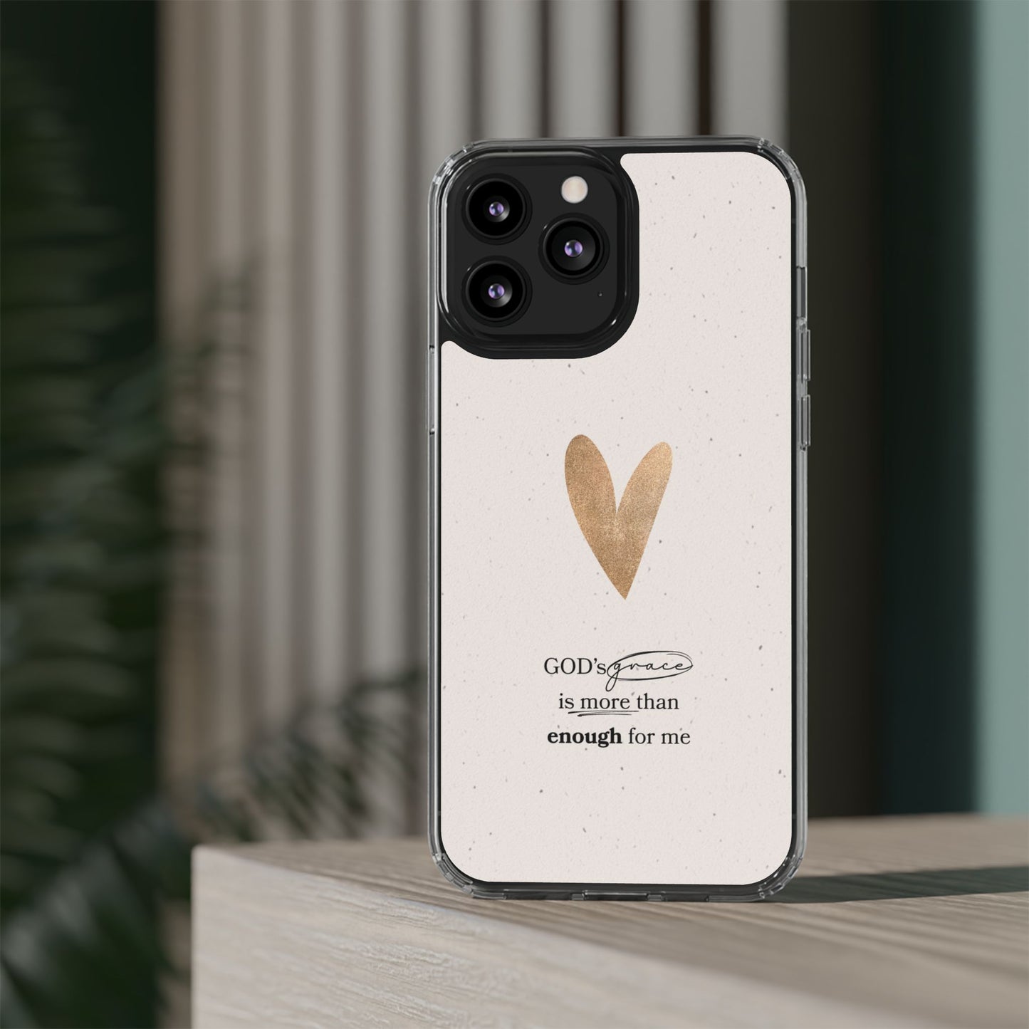 Gold Heart with Scripture phone case | Clear Impact-Resistant Case