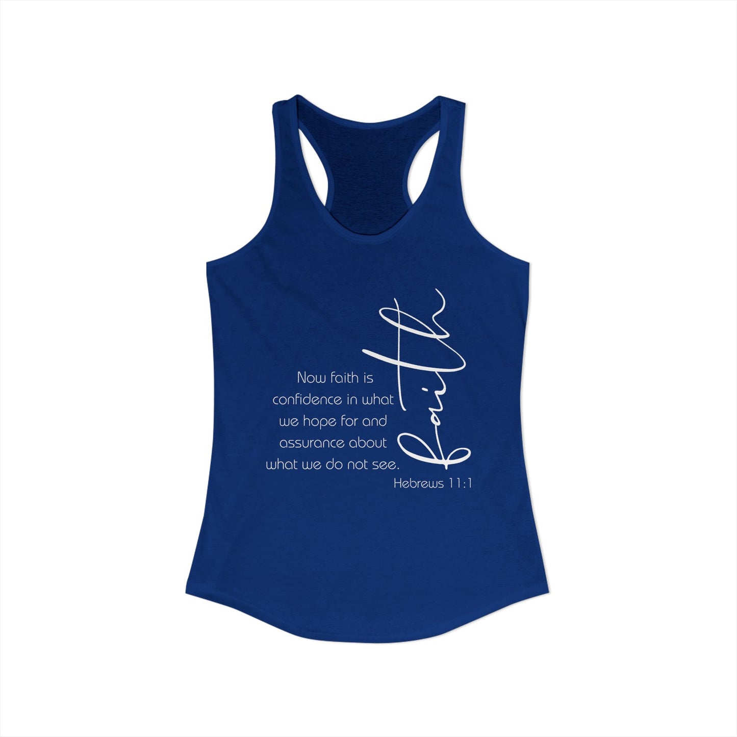 Hebrews 11:1 Faith Scripture Racerback Tank | Women's Inspirational Verse
