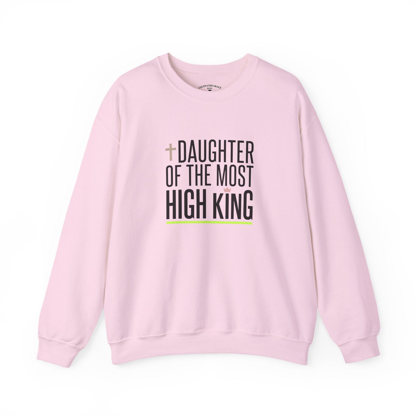 Daughter of the Most High King Crewneck Sweatshirt | Faith-Forward Minimalist Christian Apparel