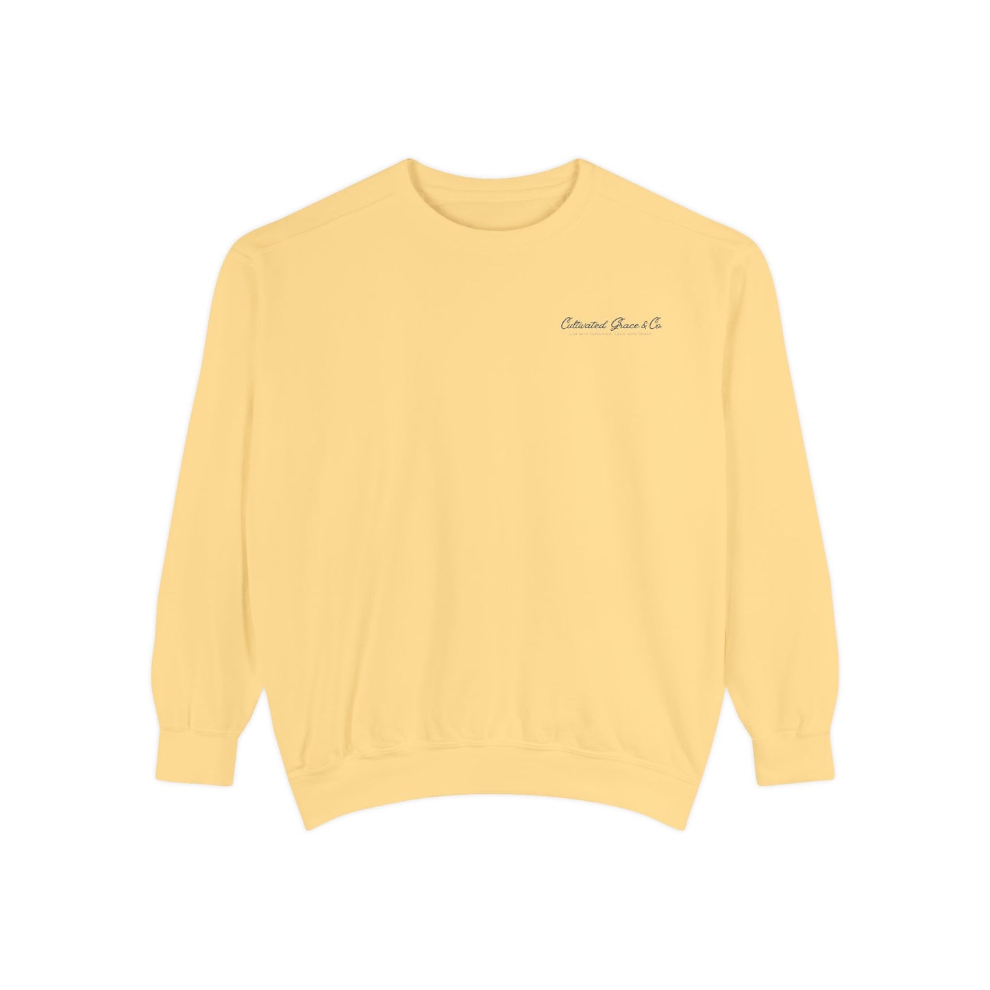 Script Cultivated Grace Co. Logo Sweatshirt — Comfort Colors Garment-Dyed Crewneck