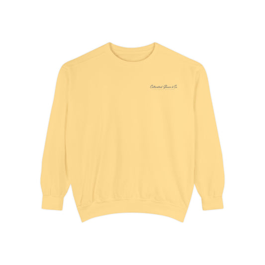 Script Cultivated Grace Co. Logo Sweatshirt — Comfort Colors Garment-Dyed Crewneck