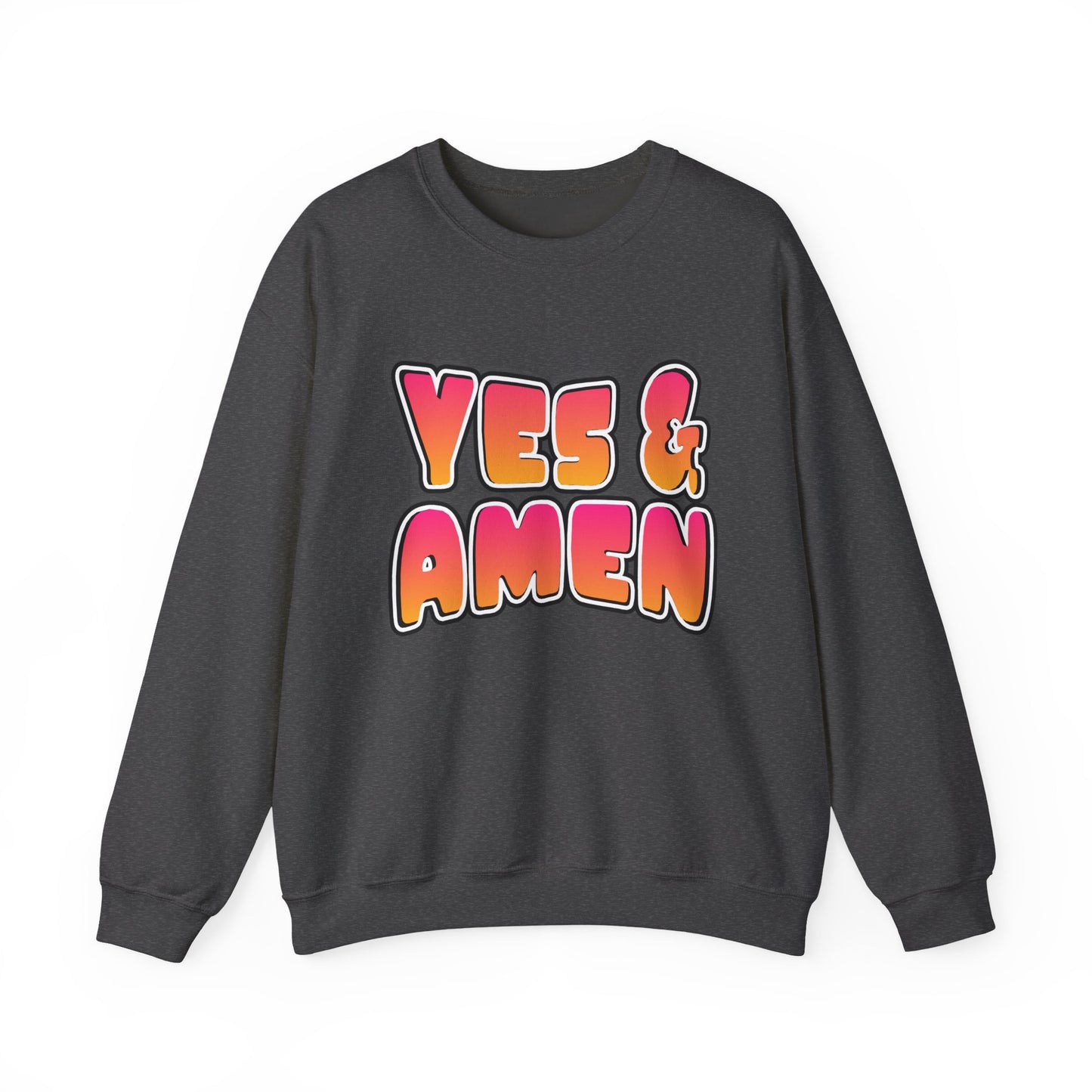 Yes & Amen Crewneck Sweatshirt | Retro Bubble Letter Faith Design