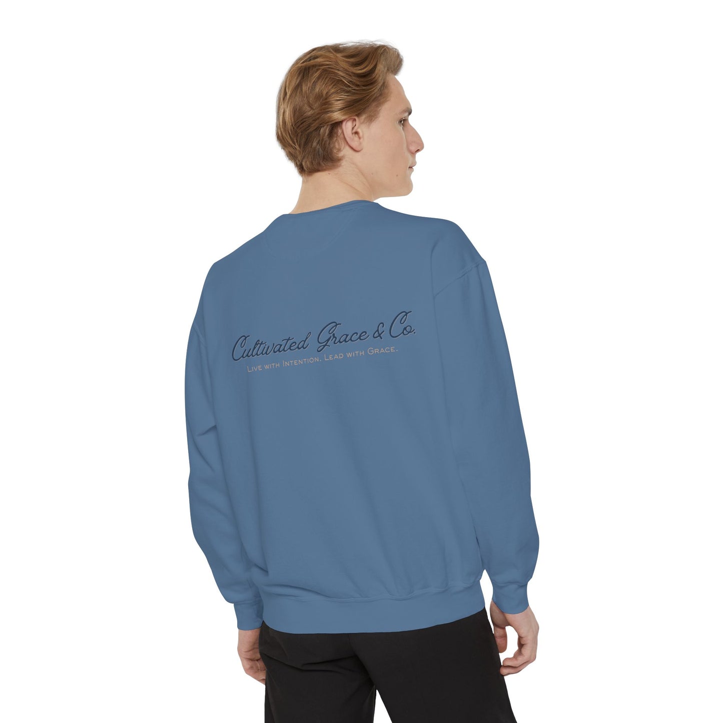 Script Cultivated Grace Co. Logo Sweatshirt — Comfort Colors Garment-Dyed Crewneck