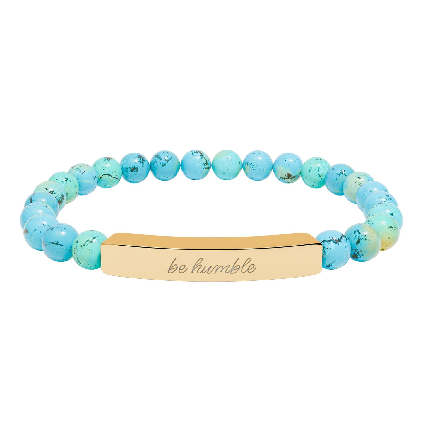 "Be Humble" Natural Stone Bead Bracelet — Stretch Bar Bracelet
