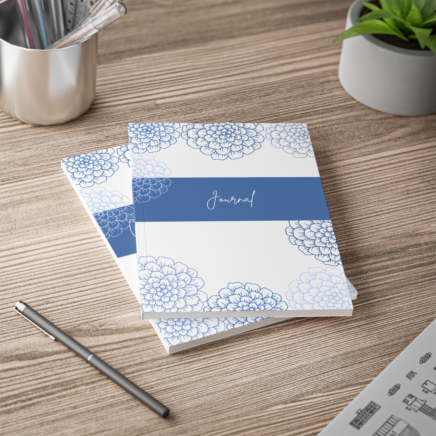 Blue Floral Journal Notebook — A5 Softcover