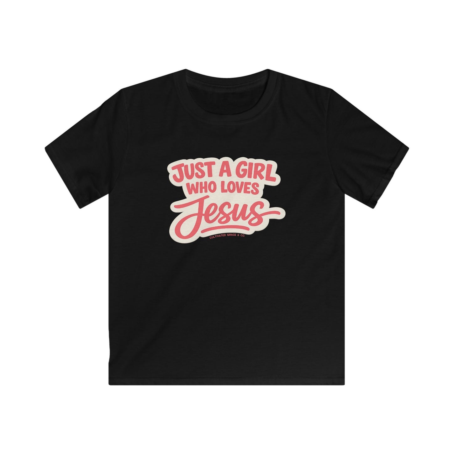 Kids Tee - "Just a Girl Who Loves Jesus" Christian Faith Shirt for Girls