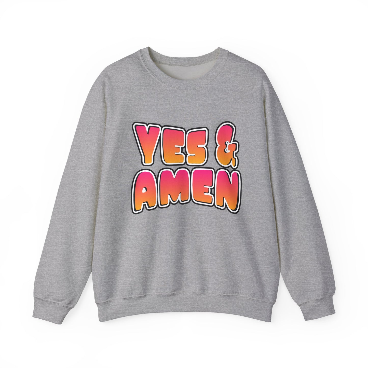 Yes & Amen Crewneck Sweatshirt | Retro Bubble Letter Faith Design