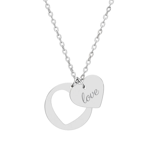 Script "love" Heart Cutout Necklace – Love Pendant (Silver, Gold or Rose Gold)