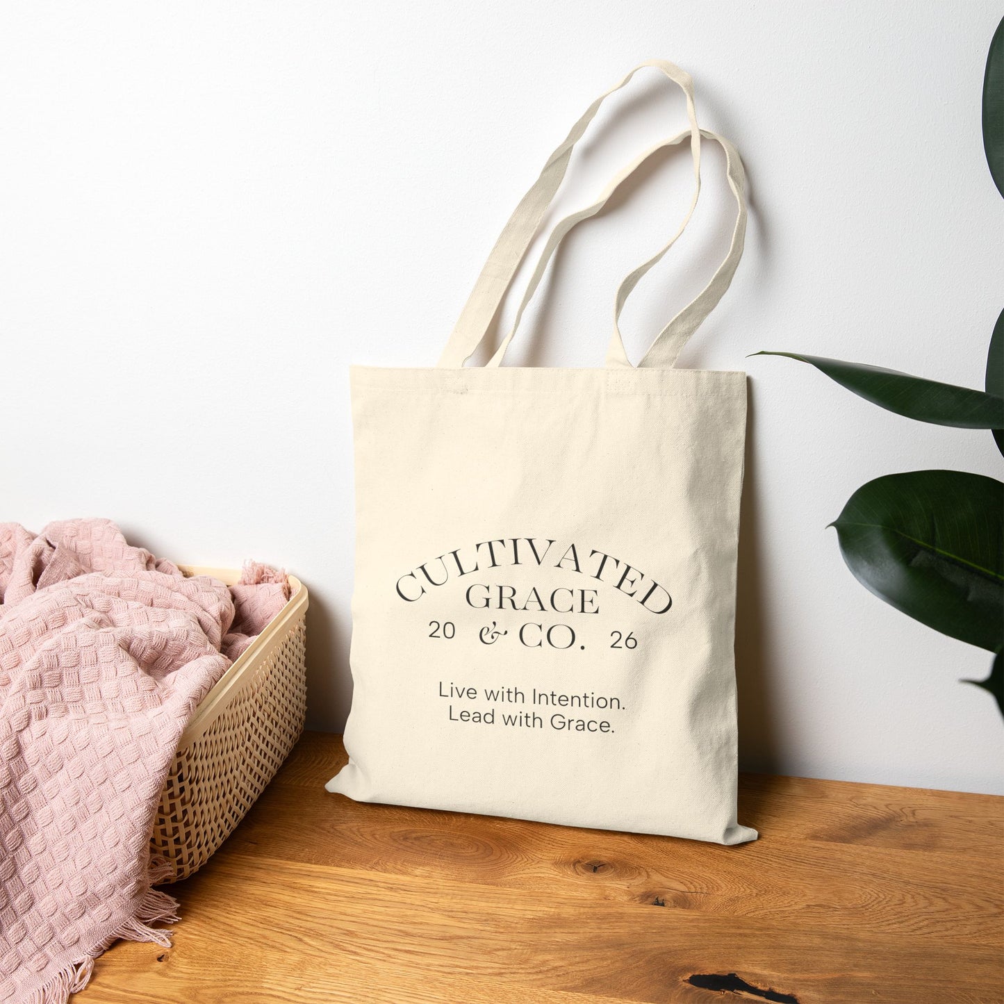 Tote Bag — 'Just Pray' Pink Heart Canvas Tote (Faith-Inspired Everyday Shopper)