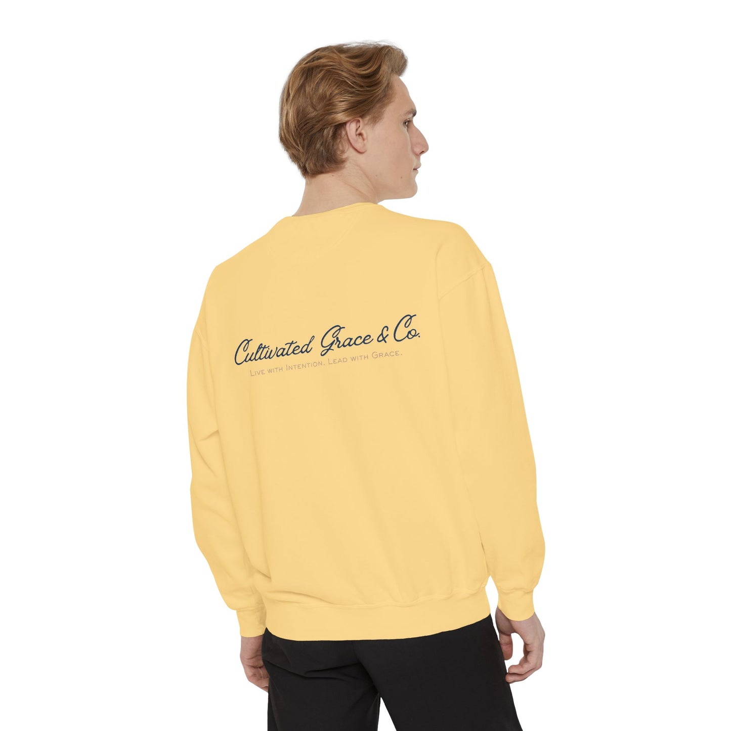 Script Cultivated Grace Co. Logo Sweatshirt — Comfort Colors Garment-Dyed Crewneck