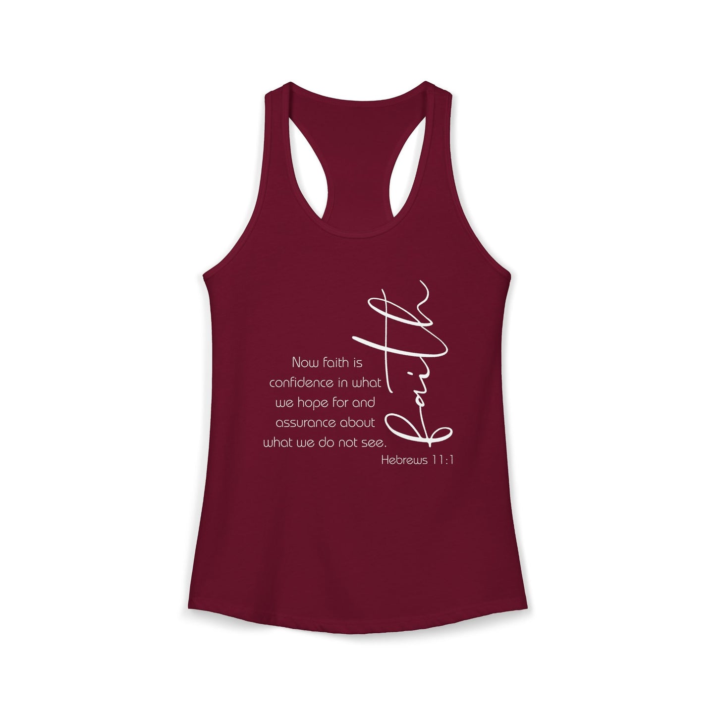 Hebrews 11:1 Faith Scripture Racerback Tank | Women's Inspirational Verse