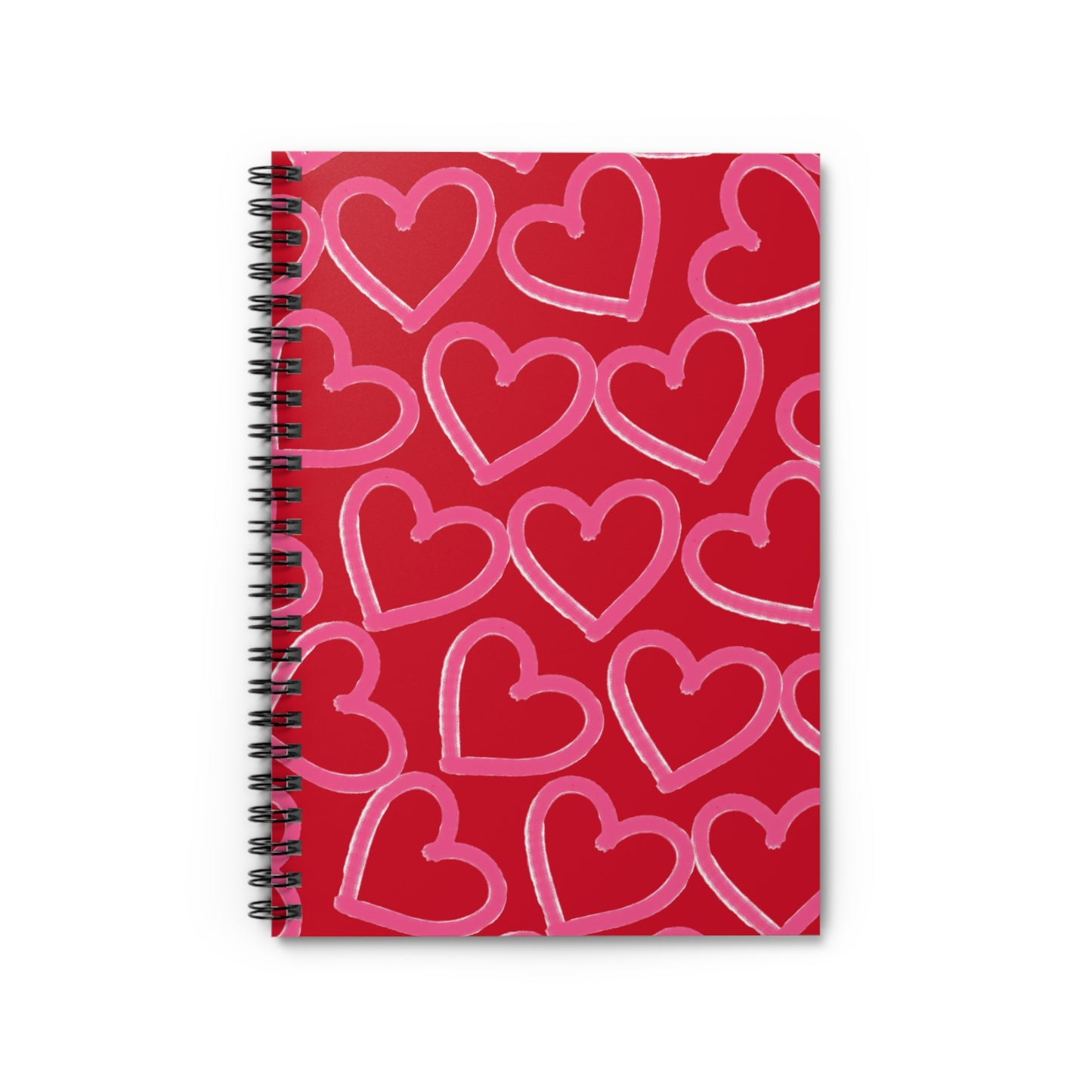 Red & Pink Tossed Hearts Spiral Notebook | Ruled Journal