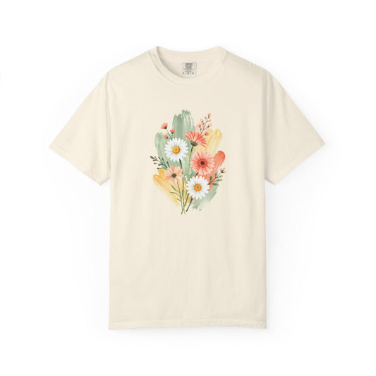 Watercolor Flowers Graphic Garment-Dyed Comfort Colors T-shirt