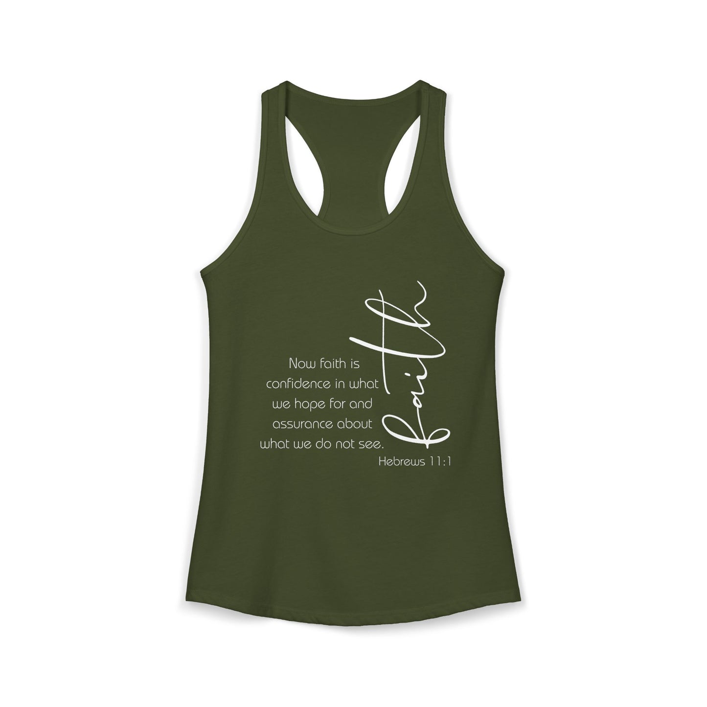 Hebrews 11:1 Faith Scripture Racerback Tank | Women's Inspirational Verse