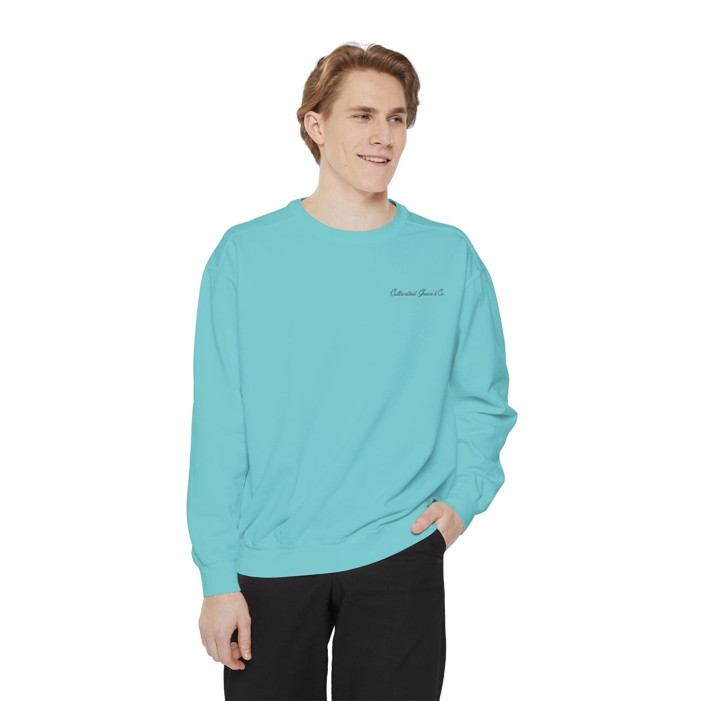 Script Cultivated Grace Co. Logo Sweatshirt — Comfort Colors Garment-Dyed Crewneck