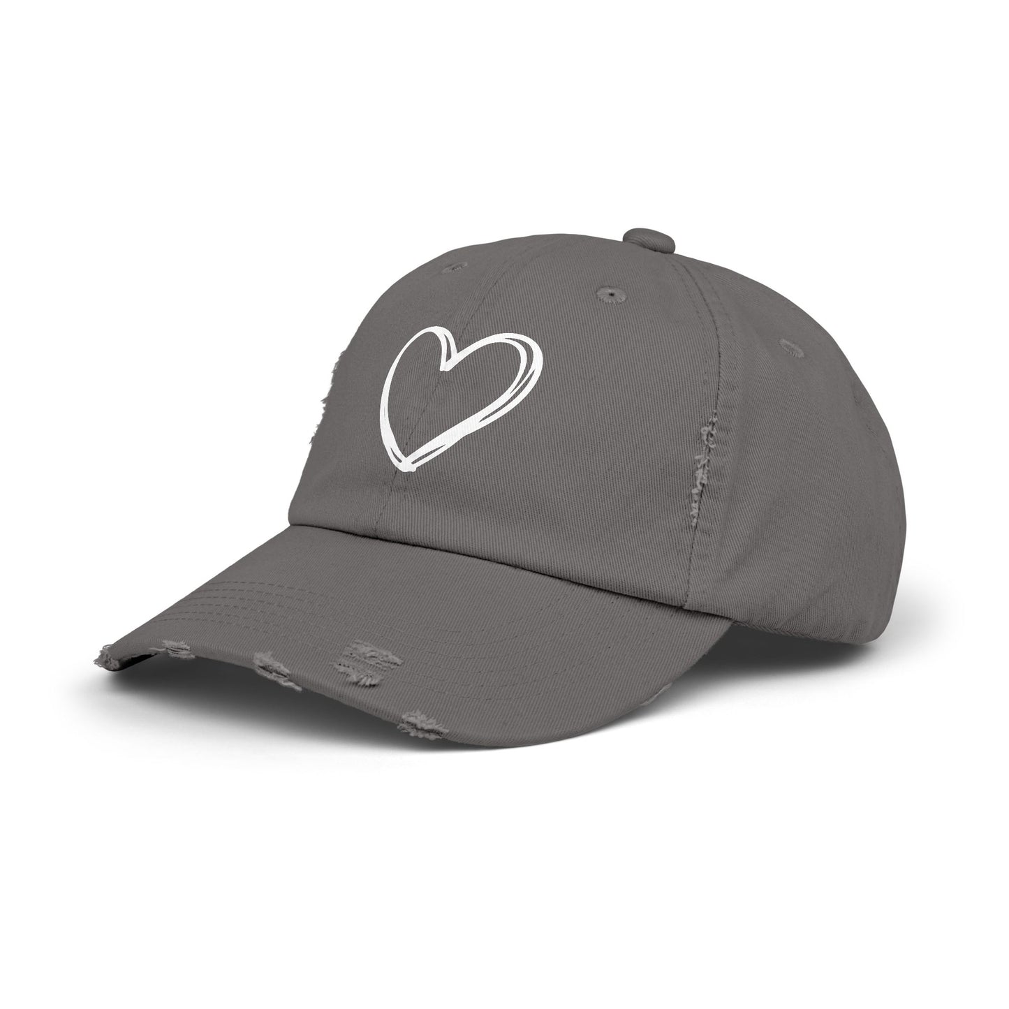 Distressed Heart Cap — Vintage Baseball Hat with Sketched Heart