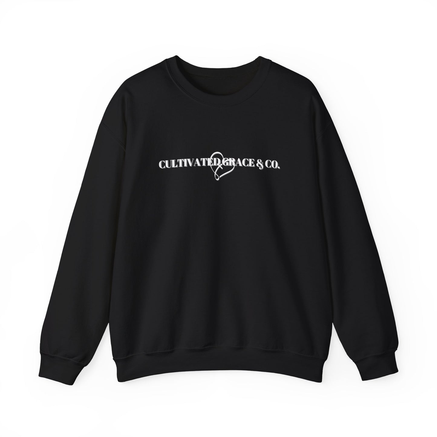 Crewneck Sweatshirt - "Cultivate Grace & Co." Minimal Heart Logo, Cozy Casual Pullover for Everyday Wear