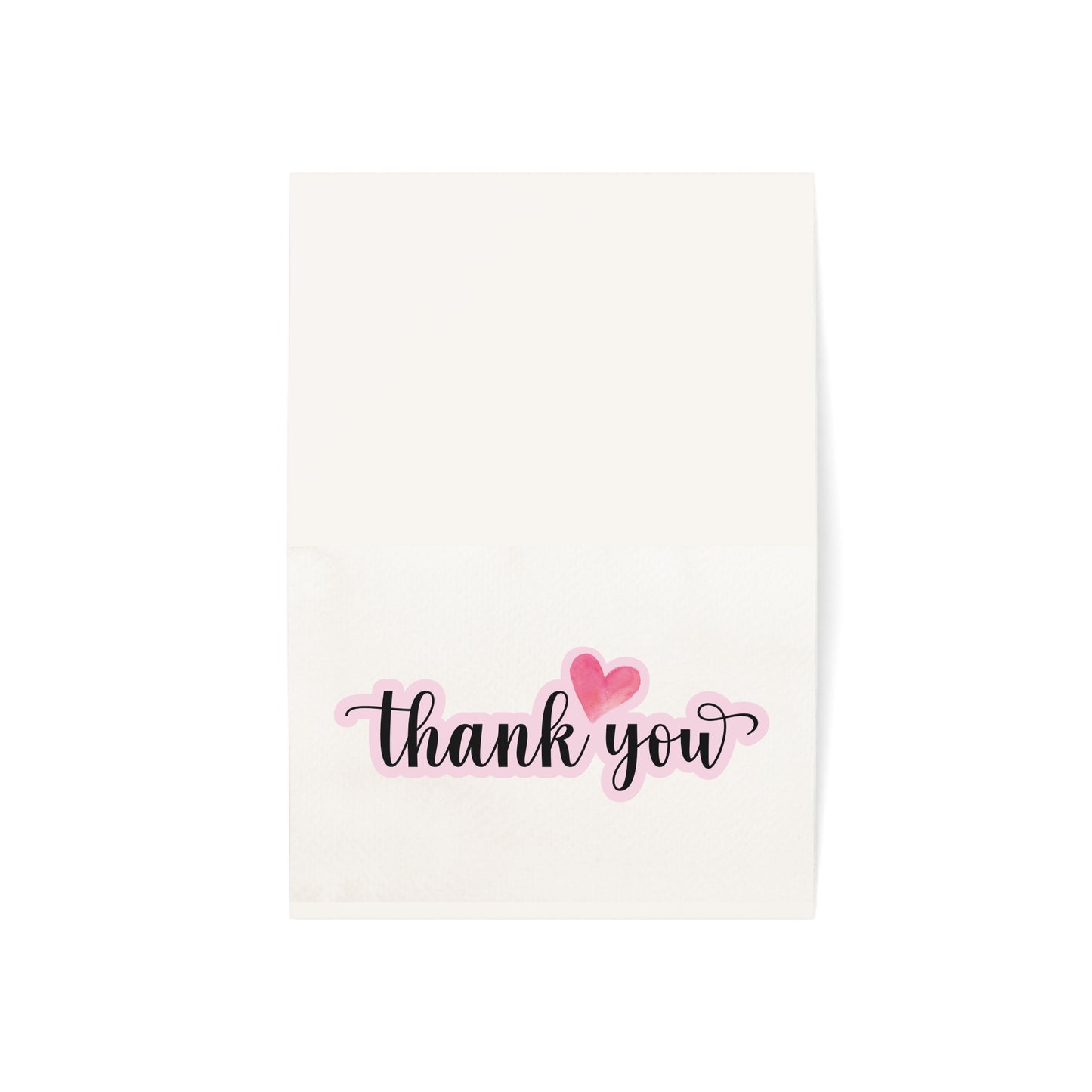 Thank You Greeting Cards – Heart Script Folded Cards (Single, 10, 30, 50 Pack)