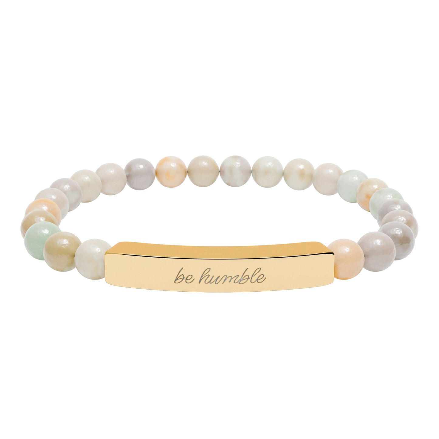 "Be Humble" Natural Stone Bead Bracelet — Stretch Bar Bracelet