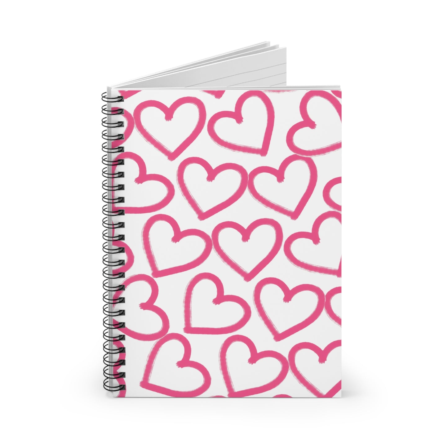 White Tossed Hearts Spiral Notebook | Ruled Journal