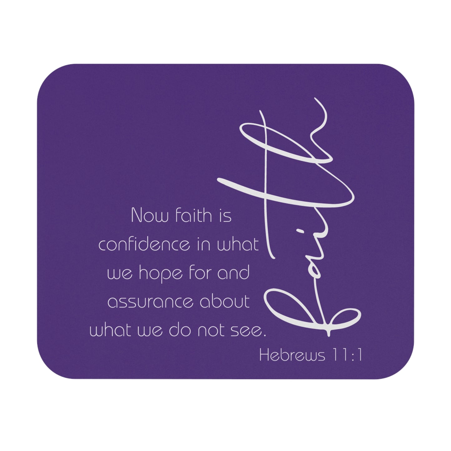 Purple Hebrews 11:1 Faith Scripture Mouse Pad | Christian Desk Mat