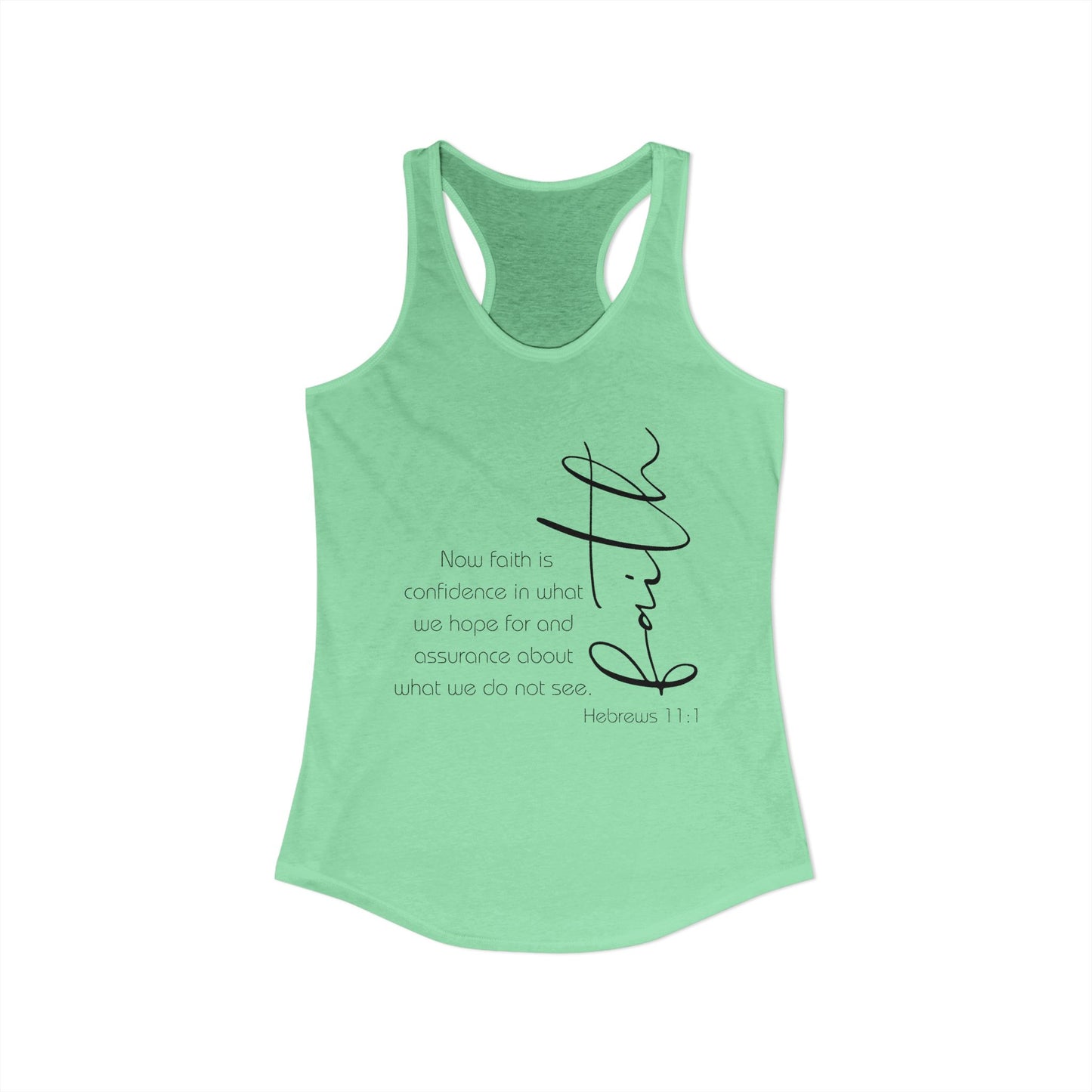 Hebrews 11:1 Faith Scripture Racerback Tank | Women's Inspirational Verse