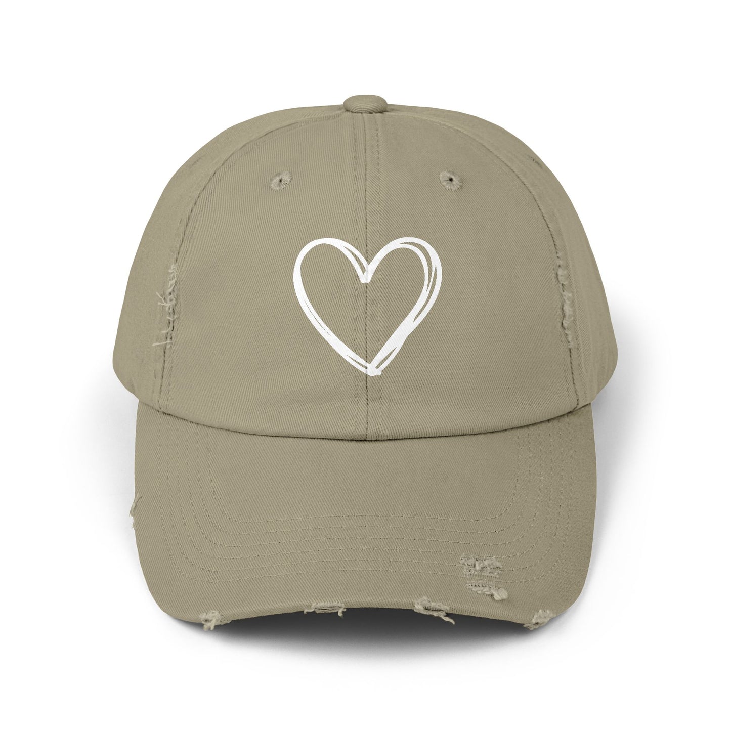 Distressed Heart Cap — Vintage Baseball Hat with Sketched Heart