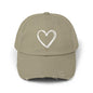 Distressed Heart Cap — Vintage Baseball Hat with Sketched Heart
