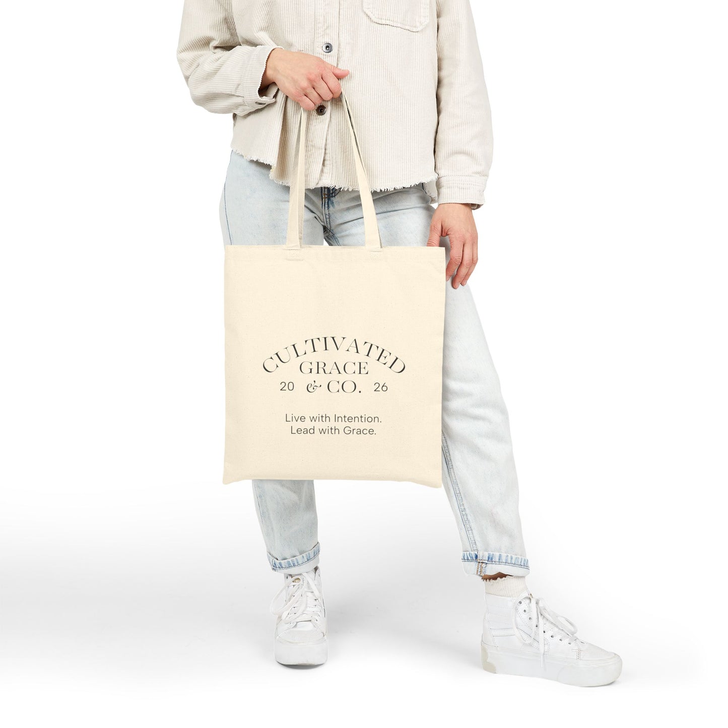 Tote Bag — 'Just Pray' Pink Heart Canvas Tote (Faith-Inspired Everyday Shopper)