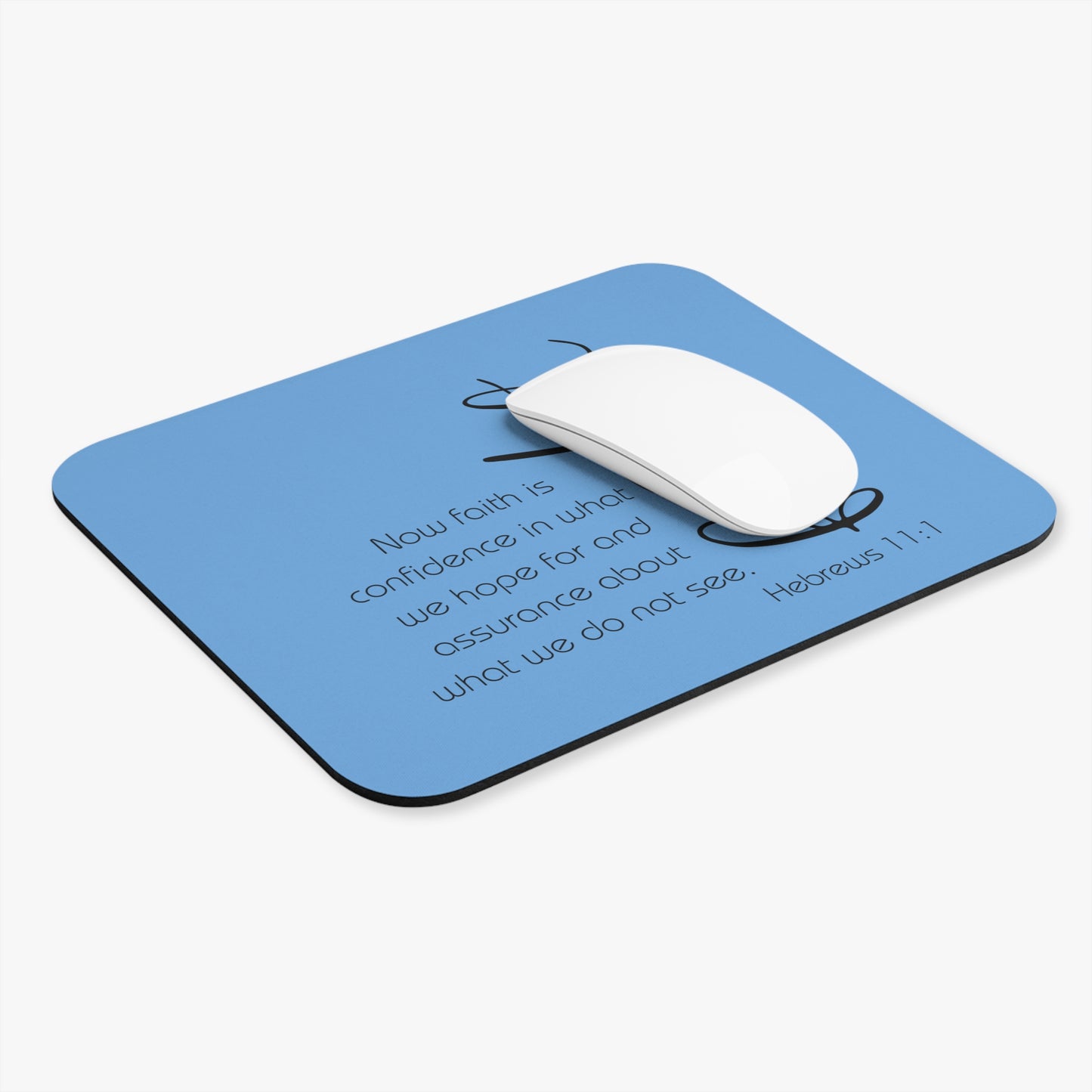 Blue Hebrews 11:1 Faith Scripture Mouse Pad | Christian Desk Mat