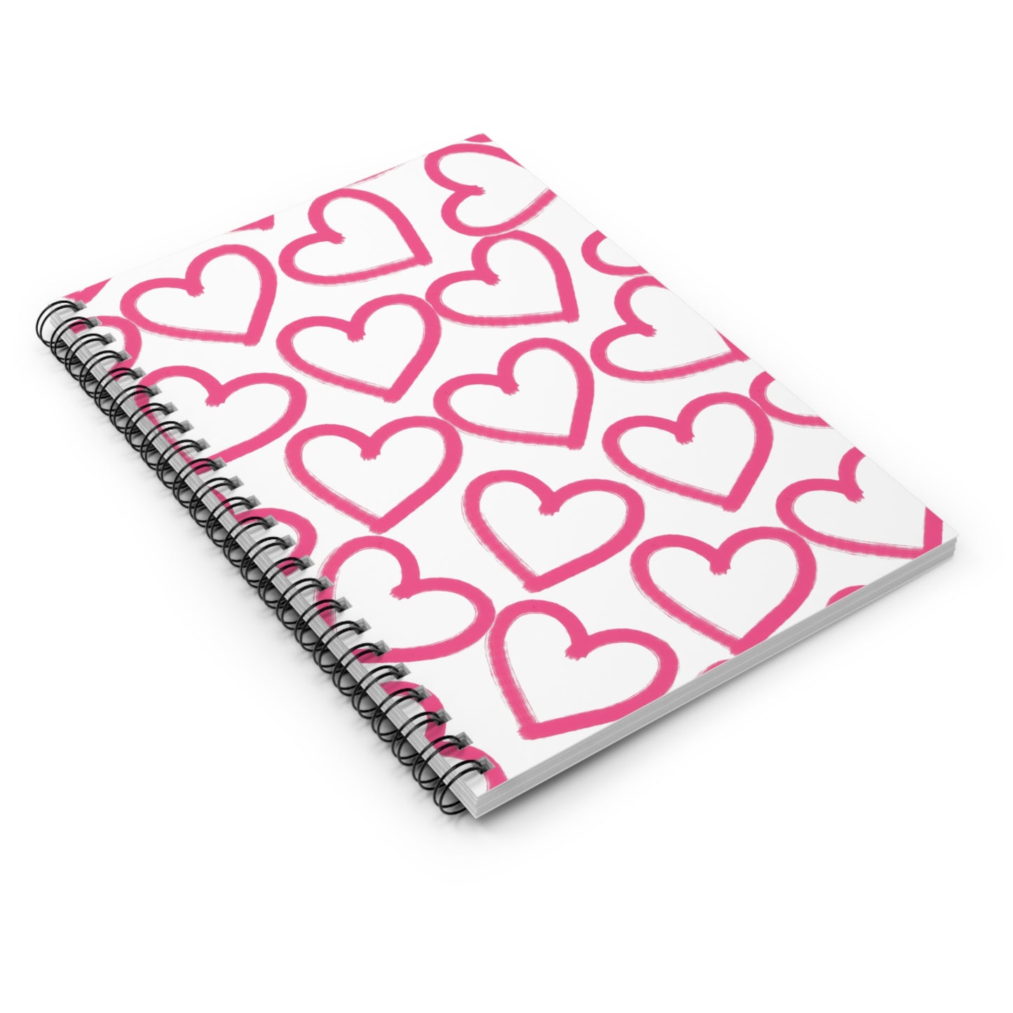 White Tossed Hearts Spiral Notebook | Ruled Journal