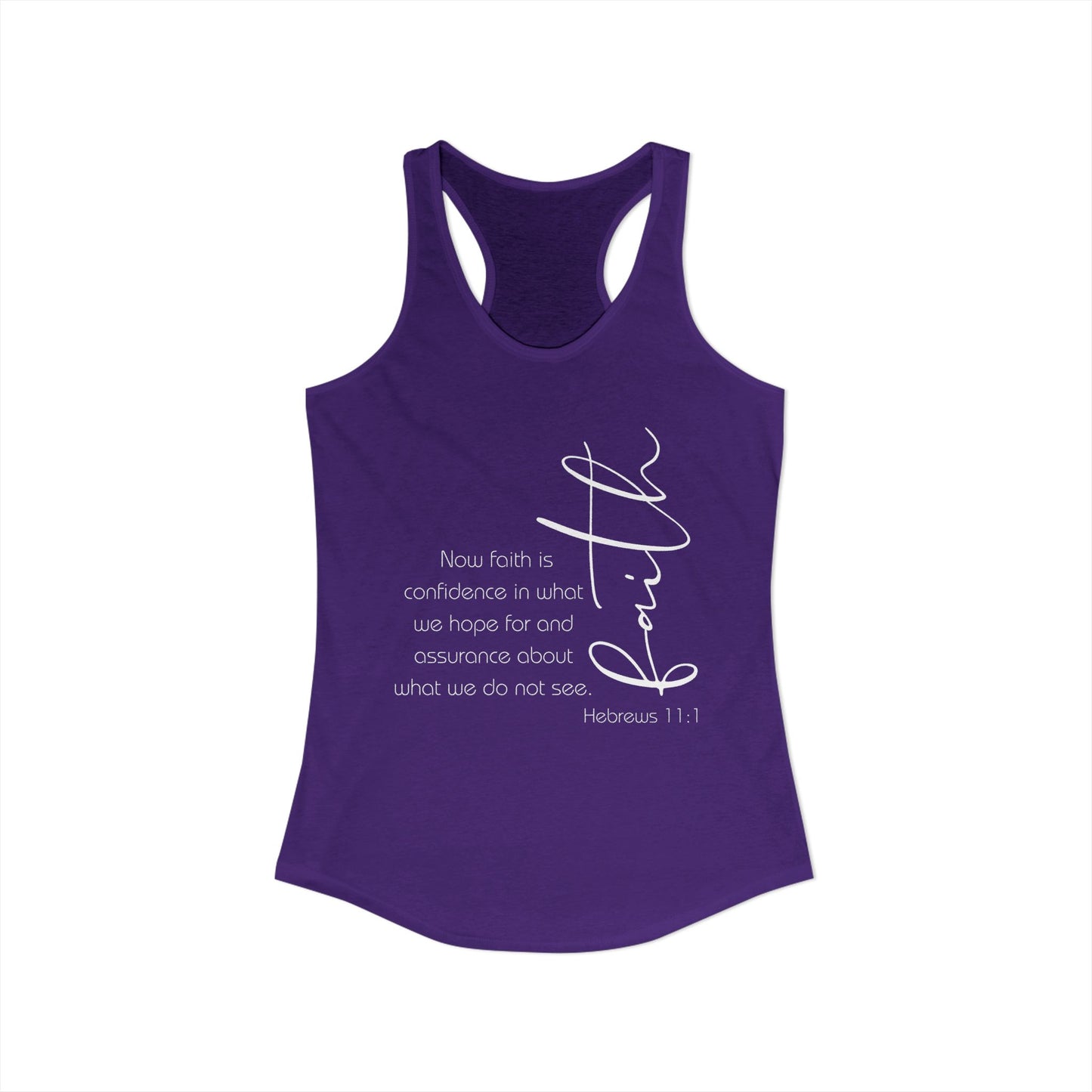 Hebrews 11:1 Faith Scripture Racerback Tank | Women's Inspirational Verse
