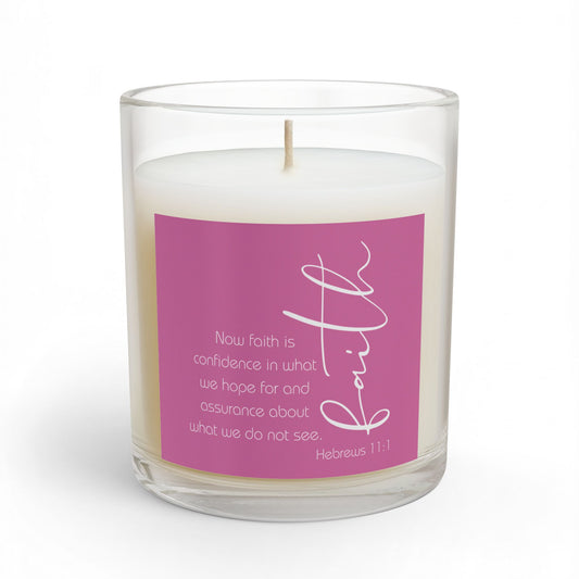 Pink Hebrews 11:1 Faith Quote Glass Candle | 11oz