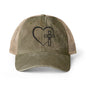 Women's Washed Mesh-Back Heart Cross Ballcap