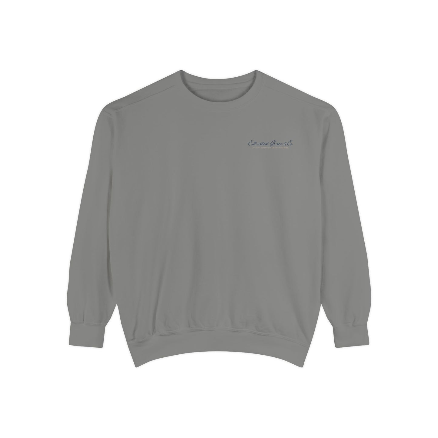 Script Cultivated Grace Co. Logo Sweatshirt — Comfort Colors Garment-Dyed Crewneck